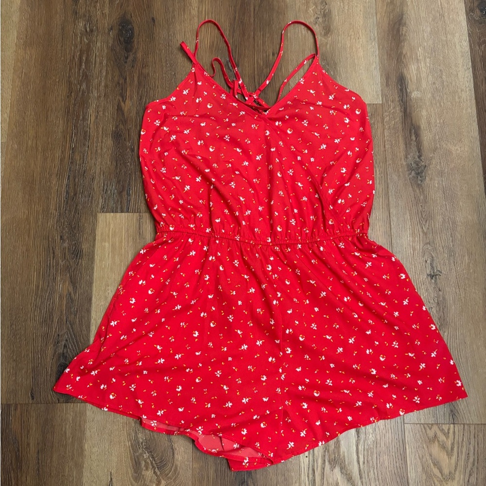 Arizona Jean Company Red Floral Romper